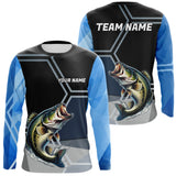 Maxcorners Black and Blue Bass Fishing custom Largemouth Bass Performance Long Sleeve sun protection Shirts LM0607