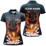 Maxcorners Lightning thunder storm Lion Flame Bowling Polo, Quarter Zip Shirt Custom Bowling Team Jersey