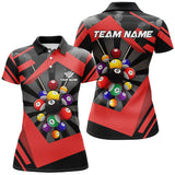 MaxCorners Billiard Red Jerseys Customized Name, Team Name 3D Polo Shirt For Women