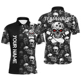 Maxcorners Skull Bowling Gifts for Men Team with Name Polo & 1/4 Zip