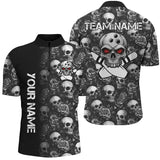 Maxcorners Black Skull and rose pattern Bowling Shirts Custom Skull Bowling Team League Jerseys