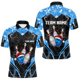 Maxcorners Black Camo Blue Christmas Bowling shirts for men Custom Team bowling jerseys gift for bowlers MT2510