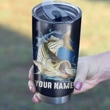 Maxcorners Customize Name Beautiful Striped Bass Fishing Tumbler