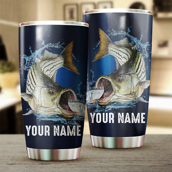 Maxcorners Customize Name Beautiful Striped Bass Fishing Tumbler