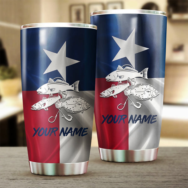 Maxcorners Texas Slam Redfish Puppy Drum Stainless Steel Fishing Tumbler Customize Name