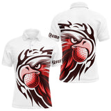 Maxcorners Mens golf polo shirts custom Red Eagle golf ball white golf tops, team golf attire for mens LM2608