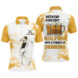 Maxcorners Funny Golf and beer Mens golf polo shirts custom Weekend forecast golfing with a chance of drinking