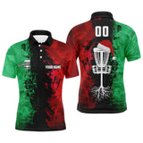 Maxcorners Custom name and number Santa Disc Golf basket Men polo shirts, Christmas disc golf shirts for men MT0510