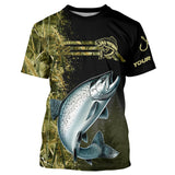 Maxcorners Salmon Fishing Camouflage Custom Performance Long Sleeve Fishing Shirts, Salmon Fishing Jersey