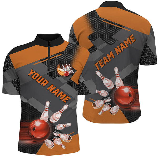 Maxcorners Bowling Ball And Pins Team League Jerseys Customized Name, Team Name 3D Polo Shirt Unisex