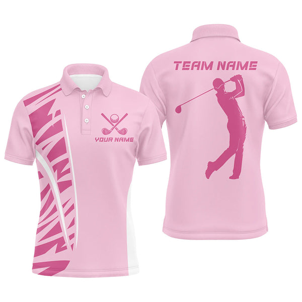 Maxcorners Pink Men golf polo shirts custom mens pink golf shirts golf outfits for men , golfer gifts