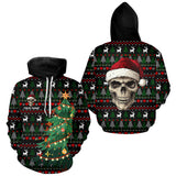 Maxcorners Funny Ugly Christmas Pattern Santa Skull Golf Polo Shirts Custom Xmas Gifts