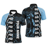 Maxxcorners Blue and Black golf clubs Mens golf polo shirts custom name golf outfit men, personalized golf gifts MT0307