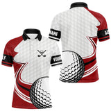 Maxxcorners Red & white golf ball short sleeve, long sleeve golf polo shirts custom name golf gifts for men MT0307