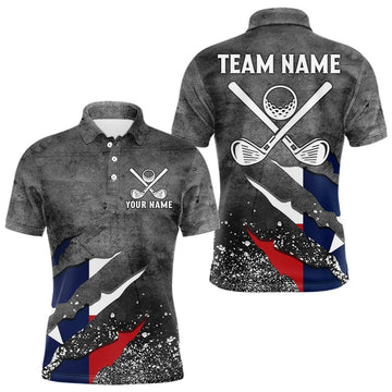 Maxcorners Gray Grunge Texas Flag Mens golf polo shirts Custom patriotic Golf attire for men LM0409