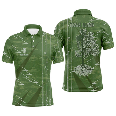 Maxcorners Mens disc golf polo shirt custom green vintage team disc golf jersey, disc golf basket outfit for men MT0510