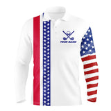 Maxcorners Red, White And Blue American Flag Golf Polo Shirts Custom Patriotic Golf Shirt