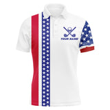 Maxcorners Red, White And Blue American Flag Golf Polo Shirts Custom Patriotic Golf Shirt