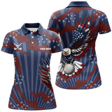 Maxcorners American Flag Eagle Golf Ball Womens Golf Polo Shirts Custom Patriotic Ladies Golf Tops, Golfing Gifts