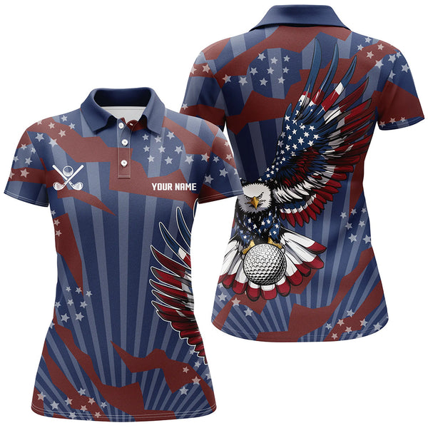 Maxcorners American Flag Eagle Golf Ball Mens Golf Polo Shirts Custom Patriotic Mens Golf Tops, Golfing Gifts