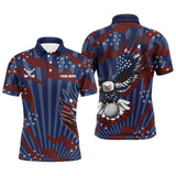 Maxcorners American Flag Eagle Golf Ball Mens Golf Polo Shirts Custom Patriotic Mens Golf Tops, Golfing Gifts