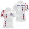 Maxcorners Red, White and Blue argyle American Flag Mens golf polo shirt custom patriotic golf apparel for men