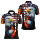 Maxcorners Smoke American Flag Eagle Fire and water Golf polo shirt for Men Custom patriotic Team Mens golf top LM0803