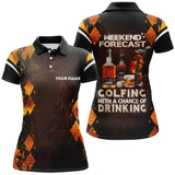 Maxcorners Golf and wine argyle Women golf polo shirt custom Weekend forecast golfing with a chance of drinking