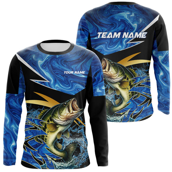 Maxcorners Largemouth Bass fishing Blue Camo Custom sun protection Bass fishing jerseys, Bass fishing appare LM0607