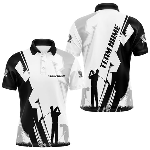 Maxcorners Mens golf polo shirts custom white and black golf tops for men, best golf gifts LM1506