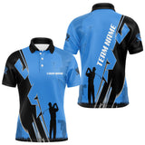 Maxcorners Mens golf polo shirts custom blue and black golf tops for men, best golf gifts LM1506