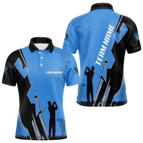 Maxcorners Mens golf polo shirts custom blue and black golf tops for men, best golf gifts LM1506