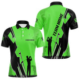 Maxcorners Mens golf polo shirts custom green and black golf tops for men, best golf gifts LM1506