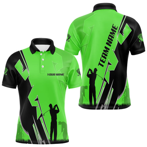 Maxcorners Mens golf polo shirts custom green and black golf tops for men, best golf gifts LM1506