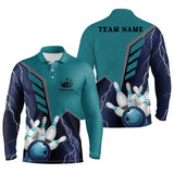 Maxcorners Blue Lightning Bowling Ball Customized Name And Team Name 3D Shirt