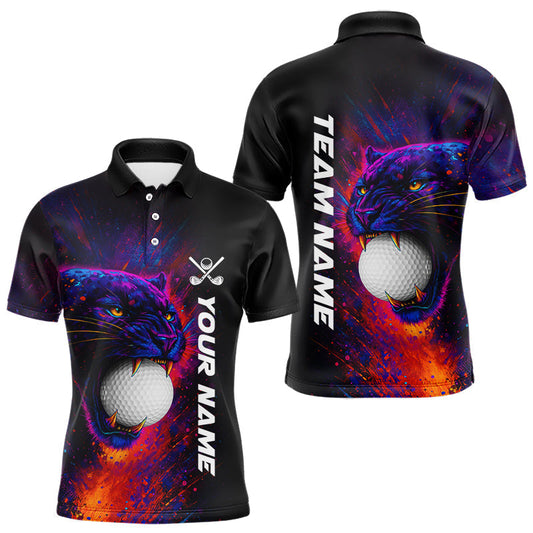 Maxcorners Colorful Panther Golf Polo Shirts For Men Custom Golf attire for men, Personalized team golf gifts