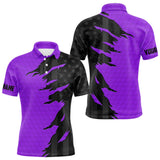 Maxcorners Personalized Mens golf polo shirts custom purple golf ball skin black American flag mens golf apparel LM1506