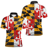 Maxcorners Maryland Flag Golf Clubs Mens Golf polo shirt Custom patriotic Mens golf top, personalized golf gifts LM0803