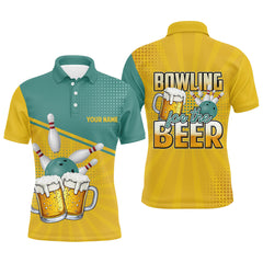 Maxcorners Personalized Bowling For The Beer Retro Bowling Polo Shirt Custom Team Bowling Jerseys For Men And Women