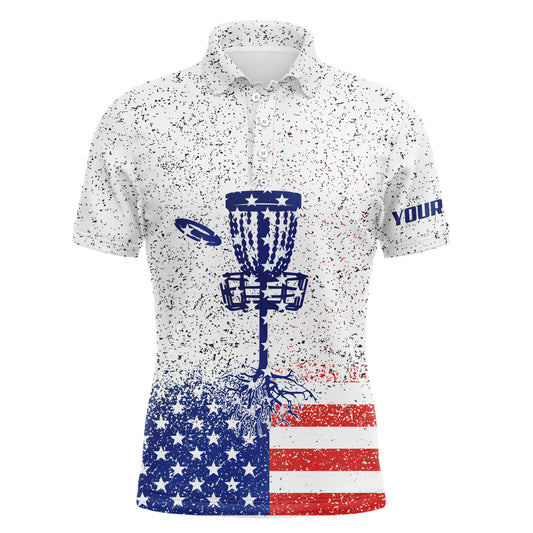 Maxcorners American flag disc golf Men polo shirts custom name patriotic golf polo shirts for men, golfing gifts MT0510