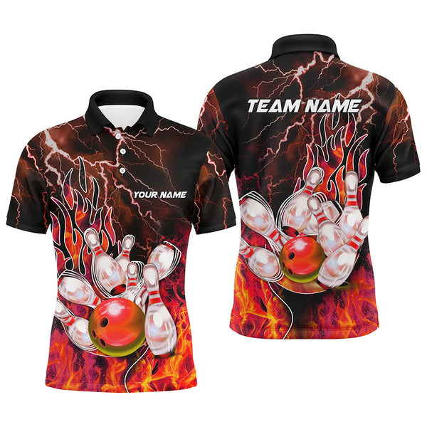 Maxcorners Bowling Ball And Pins Lightning ThunderCustomized Name, Team Name 3D Shirt