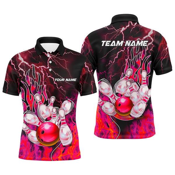 Maxcorners Bowling Ball And Pins Lightning ThunderCustomized Name, Team Name 3D Shirt