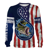 Maxcorners Largemouth Bass Fishing American Flag Patriotic Customize Name 3D Shirts