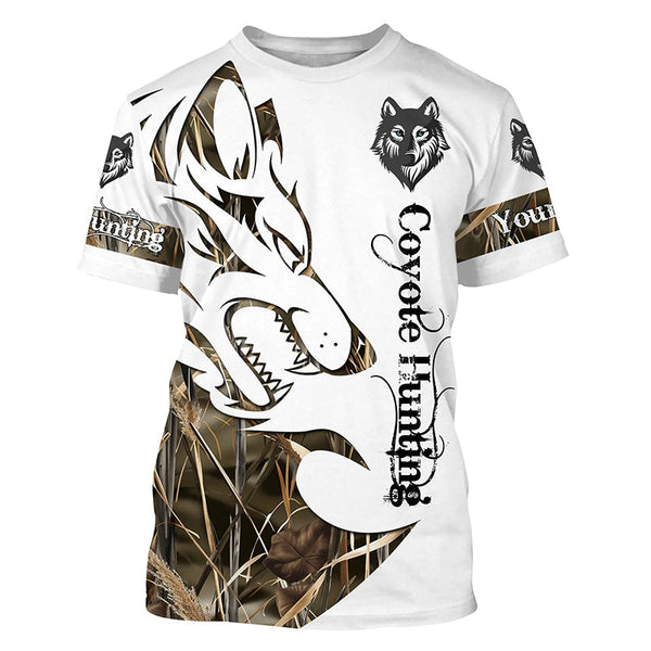 Maxcorners Coyote Hunting Predator Camouflage Custom Name Shirt 3D All Over Printed Clothes