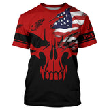 Maxcorners American Flag Fish Reaper Fishing 3D Shirts Customize Name