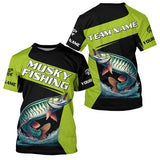 Maxcorners Green Musky fishing Custom Long Sleeve Tournament Fishing Shirts, Performance Muskie Fishing Jerseys MT2108