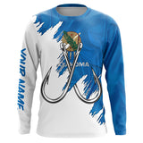Maxcorners Oklahoma flag OK Fishing Fish Hook UV protection custom long sleeve Patriotic fishing apparel MT2108