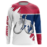 Maxcorners Wyoming flag WY Fishing Fish Hook UV protection custom long sleeve Patriotic fishing apparel MT2108
