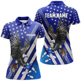 Maxcorners Blue American Flag Eagle Bowling Jersey Customized Name, Team Name 3D Shirt