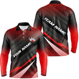 Maxcorners Red Bowling Custom Men Bowling Polo, Quarter zip Shirts Bowling Team Jerseys Bowling Tournament